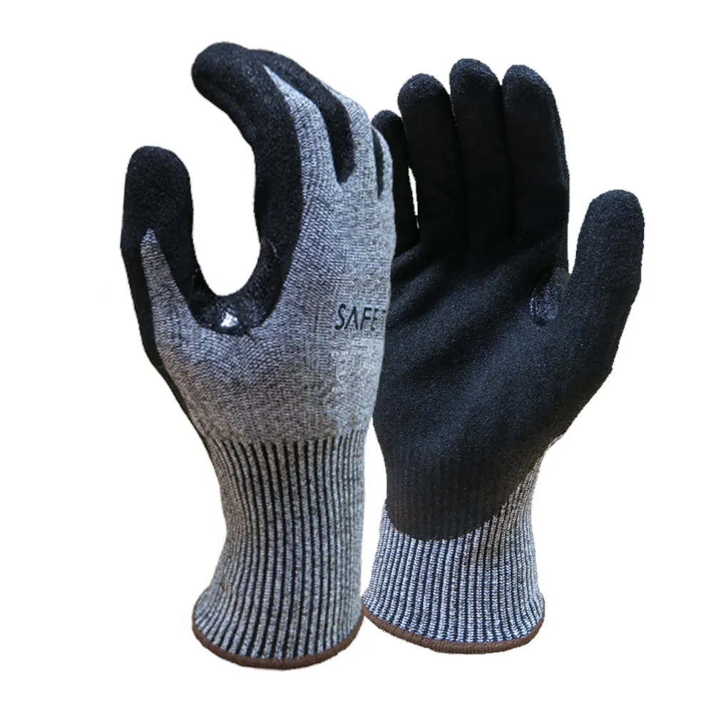 Cut E Sandy Nitrile Palm Gloves with Reinforced Thumb Crotch - Case of 120 Pairs — Grey